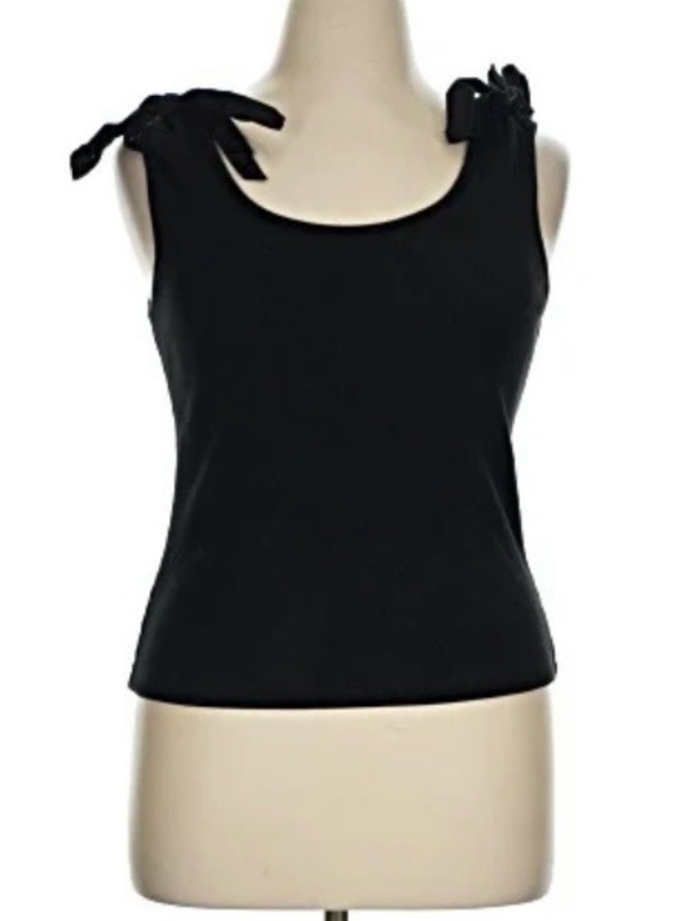 French Connection Black Bow Shoulder Women's Tank Top